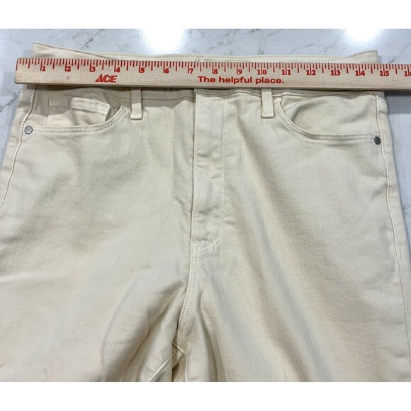 Athleta Sculptek Jeans Womens Sz 8 Cream High Rise Straight Leg Ankle Stretch - Picture 5 of 10